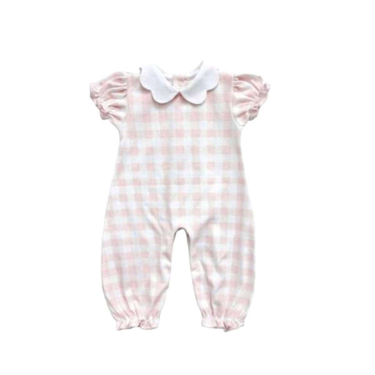 Vichy Scalloped Collar Playsuit | Pink Check