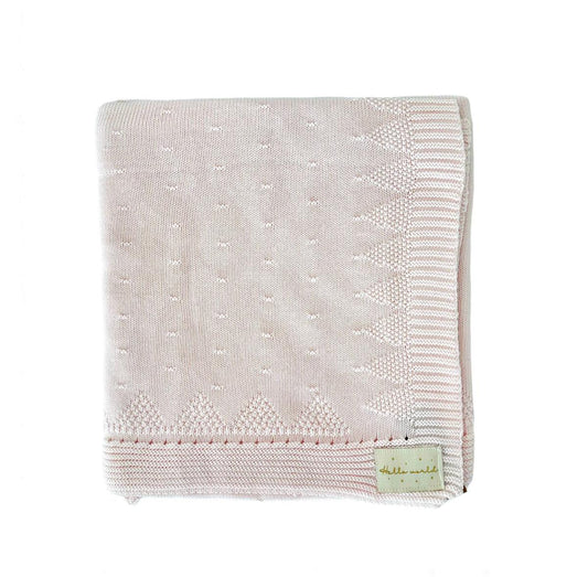 Hello World Cable Knit Blanket | Pink Ballerina