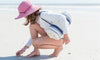 Beach Mat Throw with Cotton Harness | White w/Beige Stripes