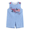 Happy 4th of July Blue Gingham Shortalls