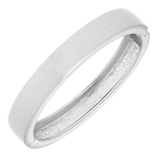 Clara Hinge Bangle | Satin Silver