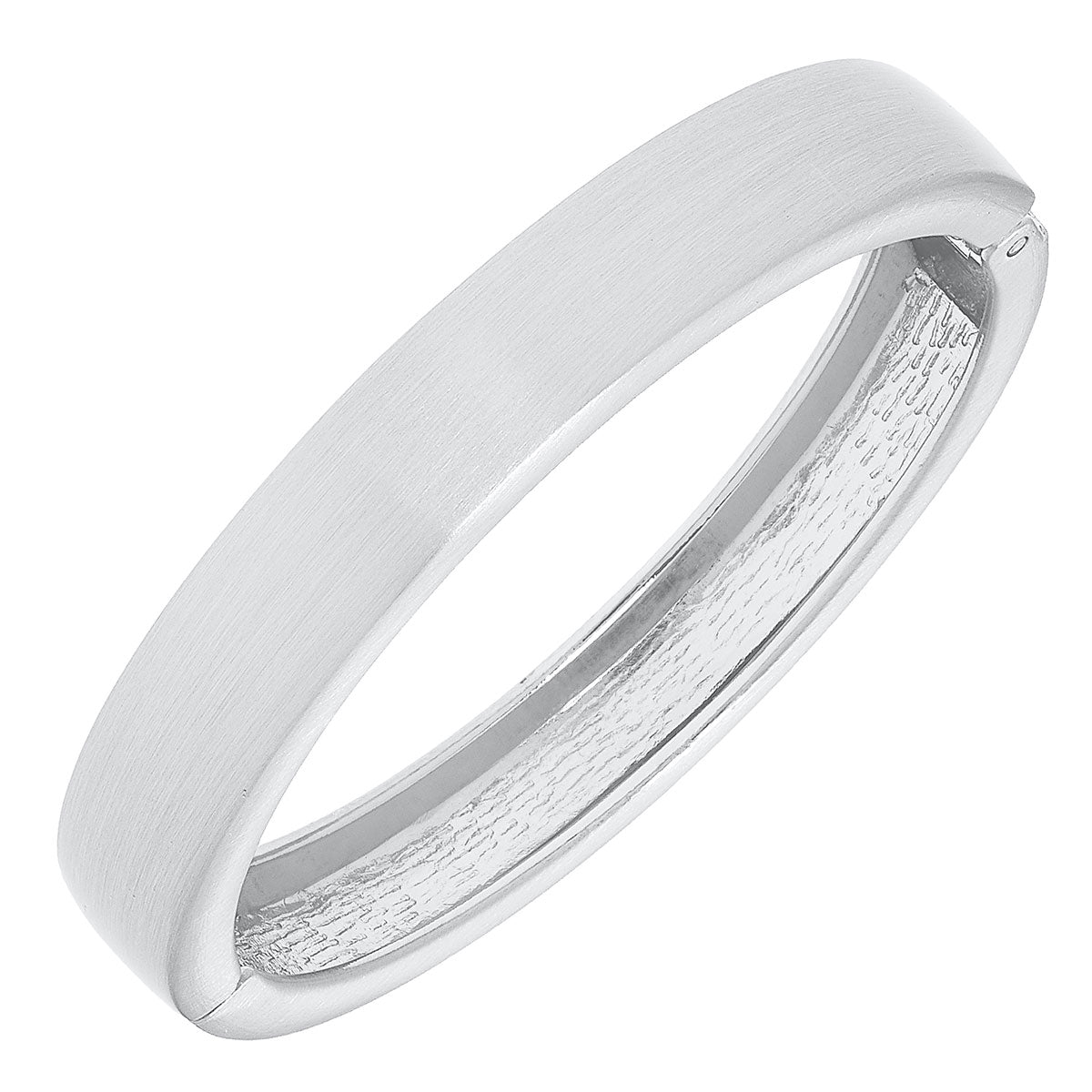 Clara Hinge Bangle | Satin Silver