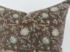 Tisca Brown Block Printed Linen Pillow