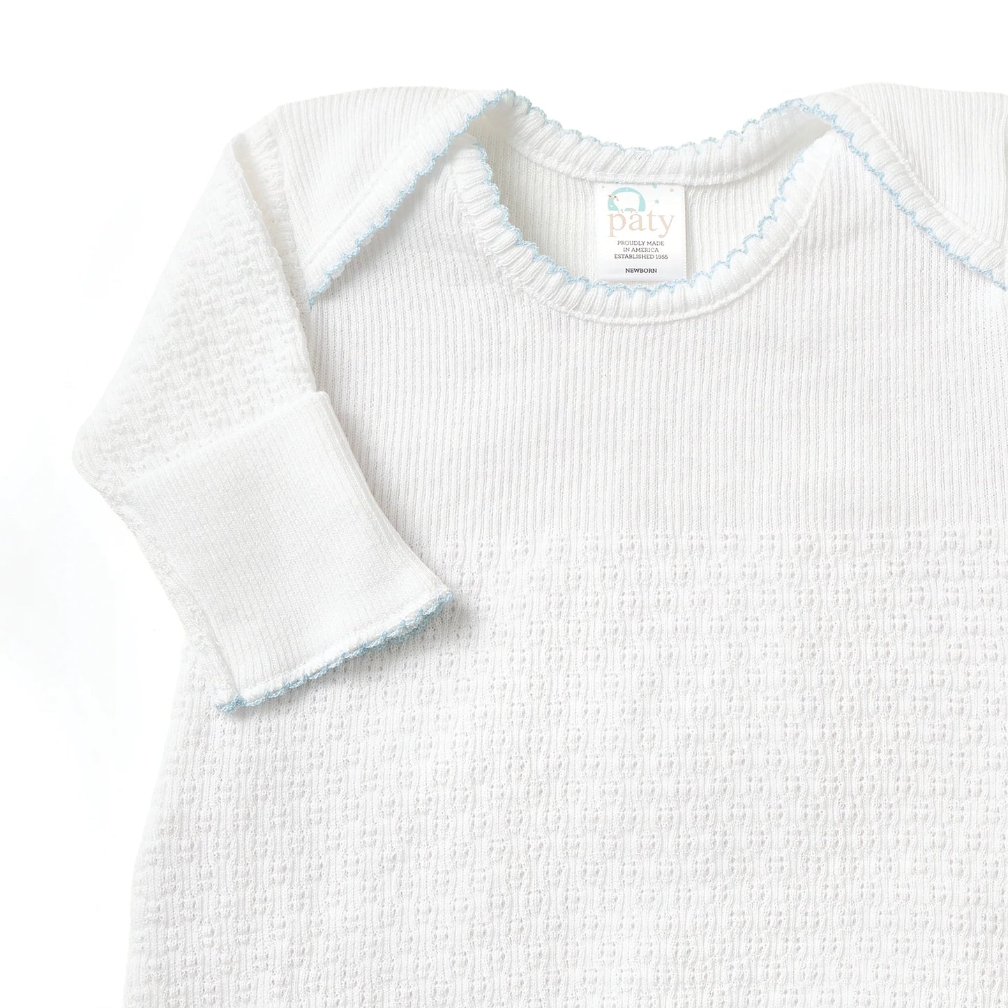 Knit Overlap Shoulder Gown w/Bow | Blue