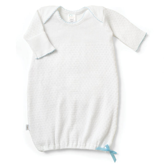 Knit Overlap Shoulder Gown w/Bow | Blue