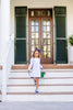 Eleanor's Elbow Patch Dress - Pony Portrait With Gallatin Green Elbow Patches & Nantucket Navy Trim