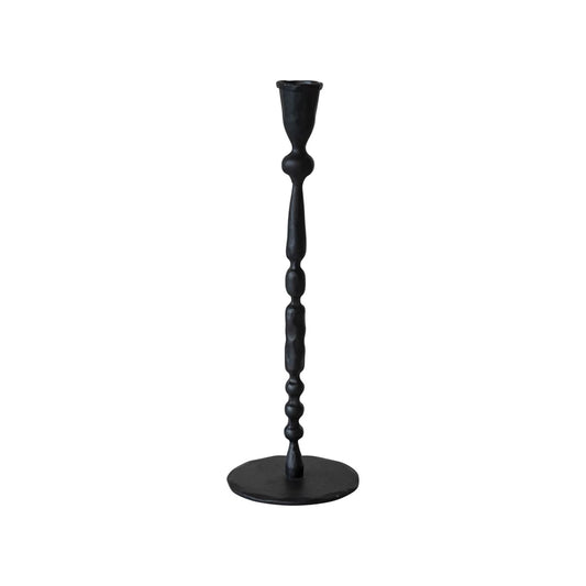 Hand-Forged Cast Iron Taper Holder | Black | 12"