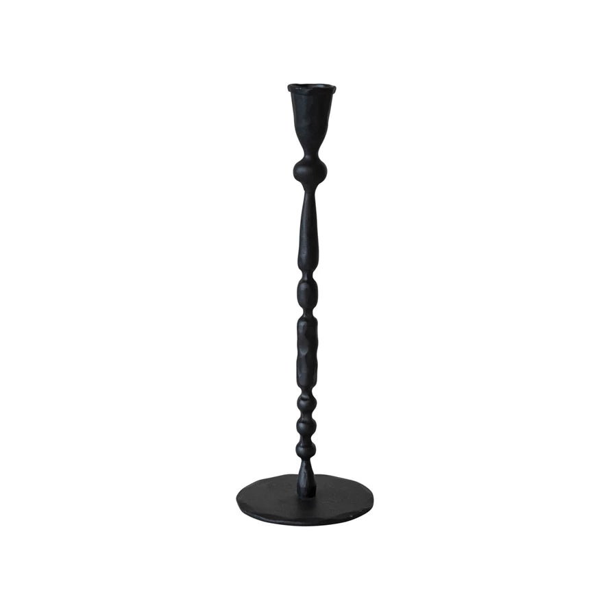 Hand-Forged Cast Iron Taper Holder | Black | 12"