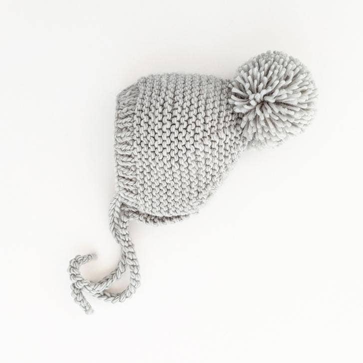 Garter Stitch Knit Bonnet | Ice Grey
