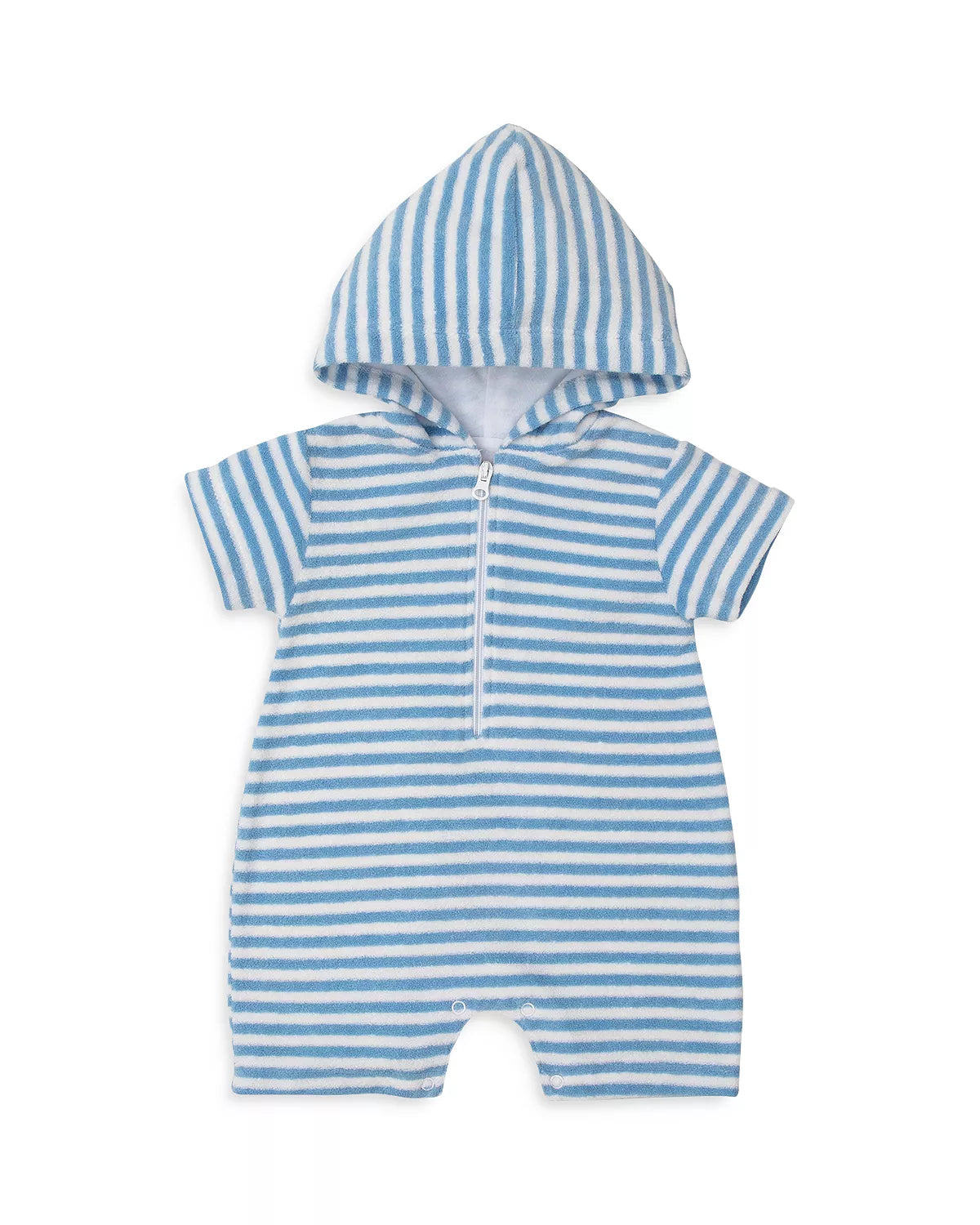 Cabana Terry Stripes Hooded Romper | Blue Stripe