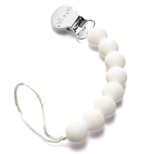 Silicone Pacifier Clip | White