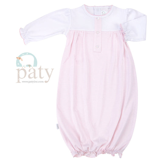 Sweet Stripes Pima Gown | Pink Stripe