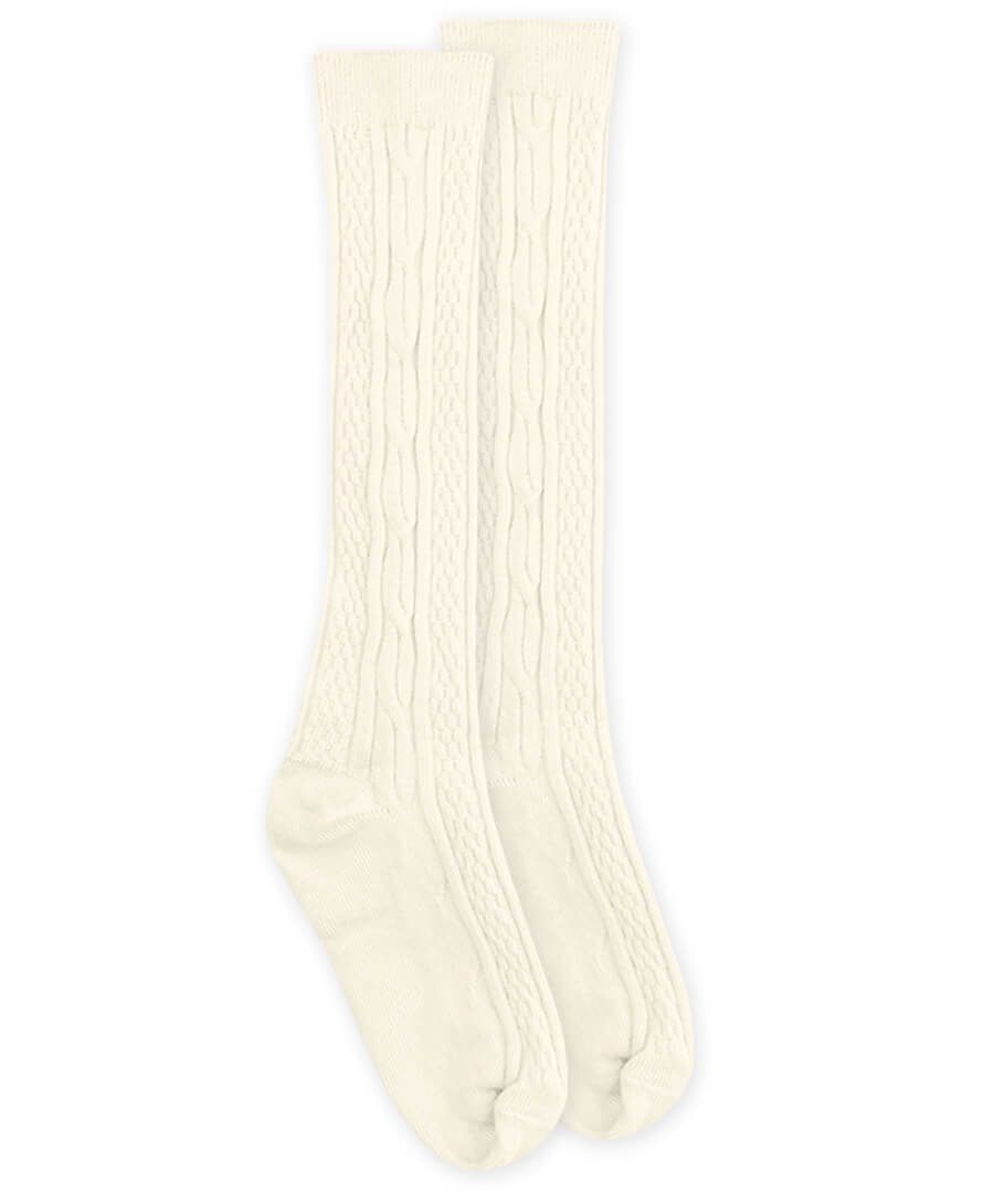 Cable Knee High Socks | Ivory