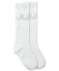 Pom Pom Knee High Socks | White 1640