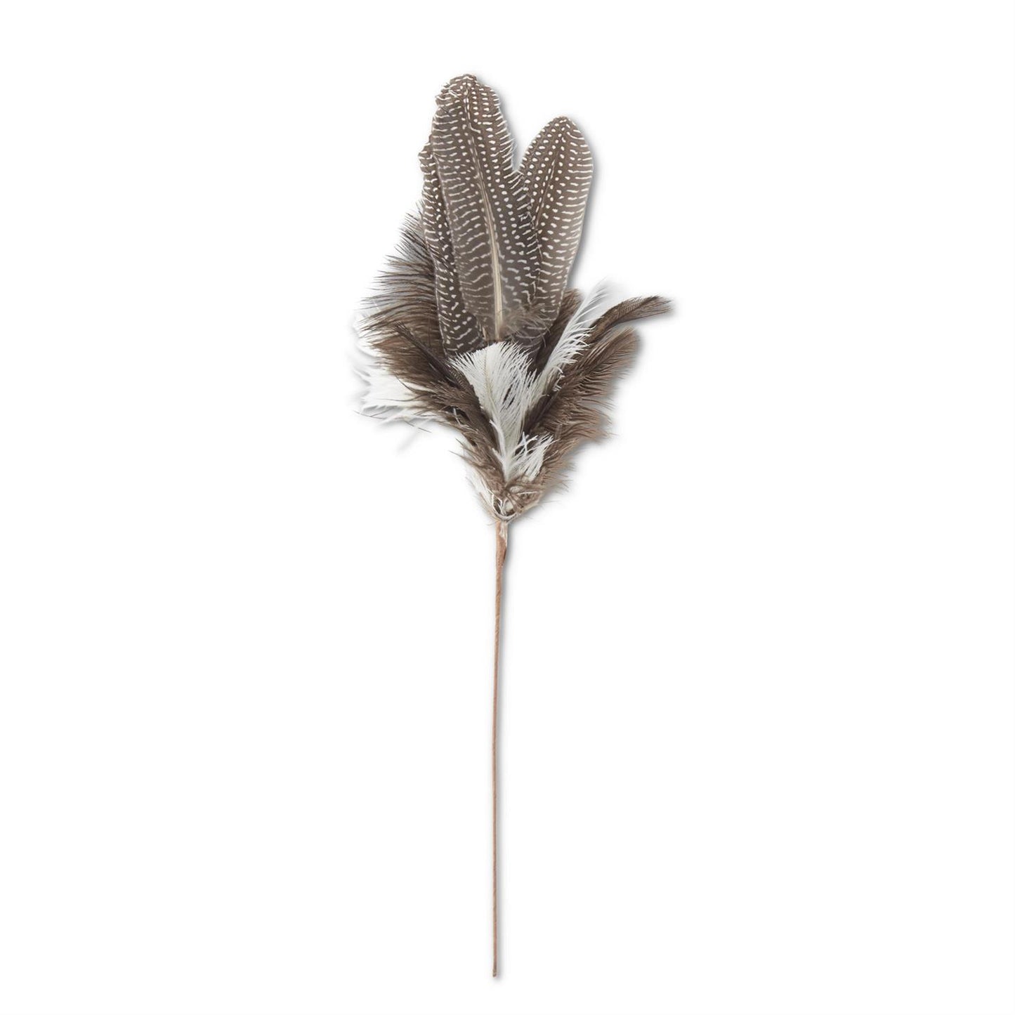 19-Inch Speckled Feather Spray | Brown/White