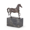 Bronze Horse Statue on Marble Block Stand