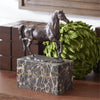 Bronze Horse Statue on Marble Block Stand
