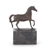 Bronze Horse Statue on Marble Block Stand