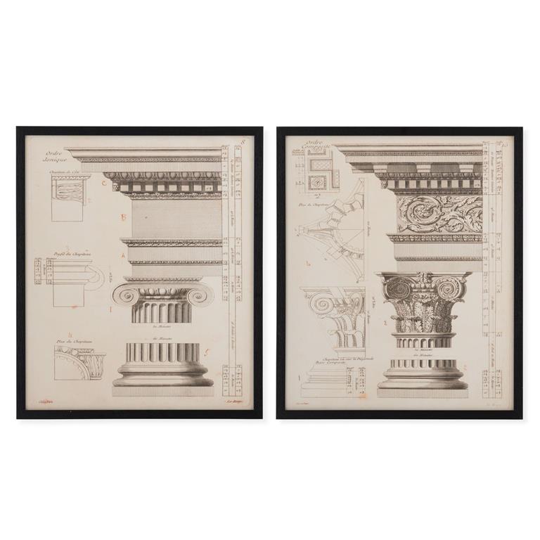 25" Black Framed Column Prints | 2 Styles