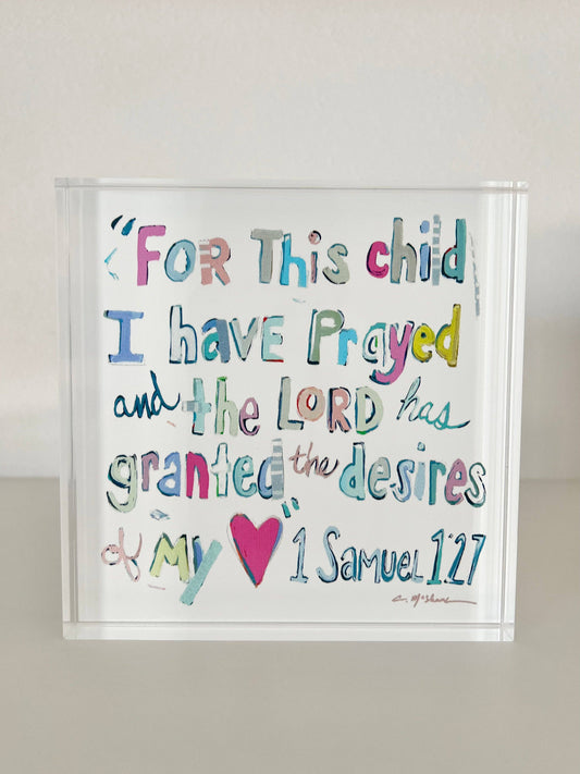 "1 Samuel 1:27" Acrylic Shelfie | More Pinks