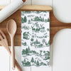 Christmas Toile Green Tea Towel