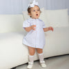 Paty Organic Cotton Seersucker Dress with Ric Rac Trim | Blue