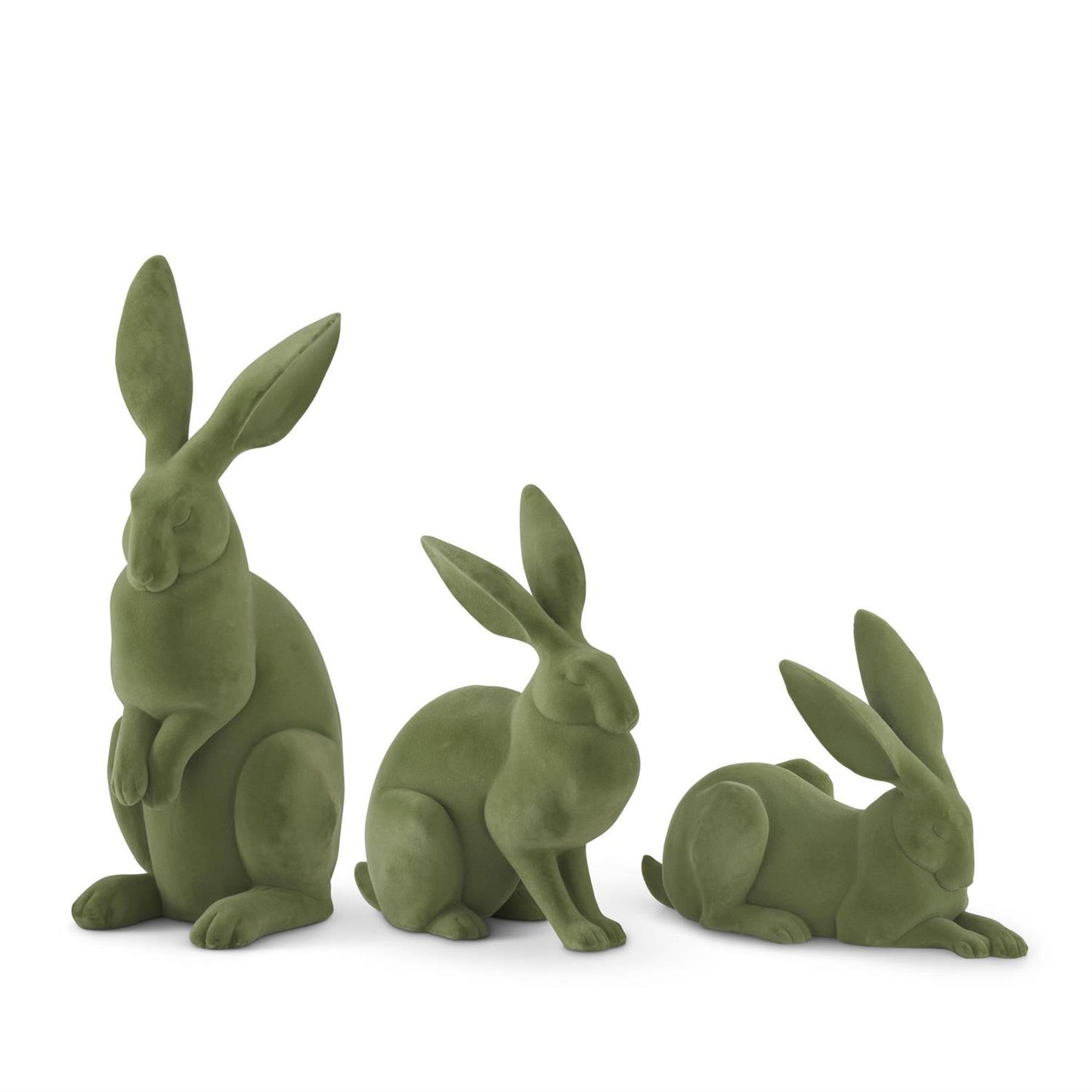 Sage Green Flocked Rabbits | 3 sizes