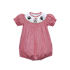 Bulldog Smocked Girls Bubble | Red/Black