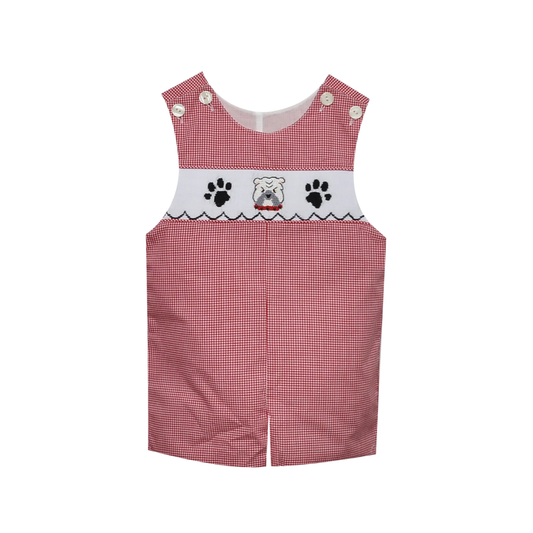 Bulldog Smocked Shortall | Red/Black