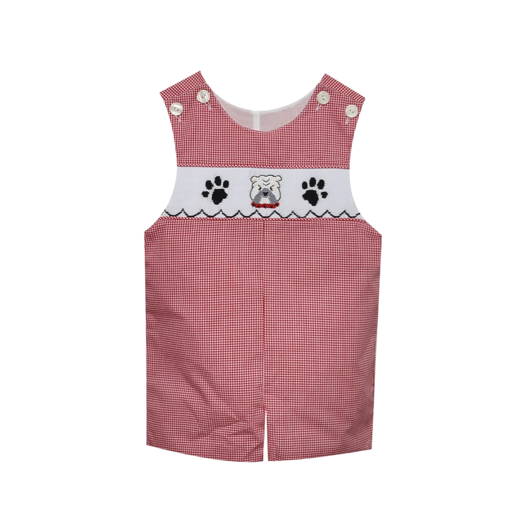 Bulldog Smocked Shortall | Red/Black