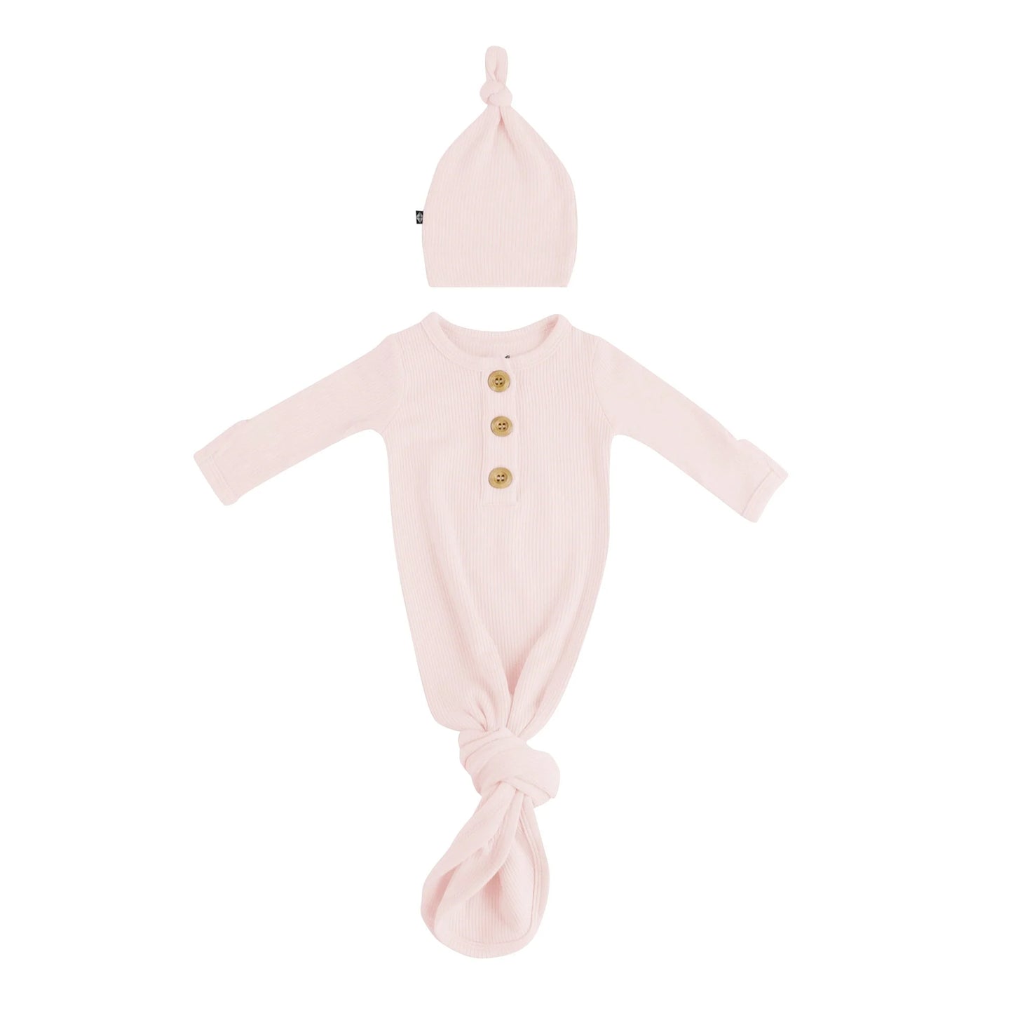 Ribbed Knotted Gown with Hat Set | Blush