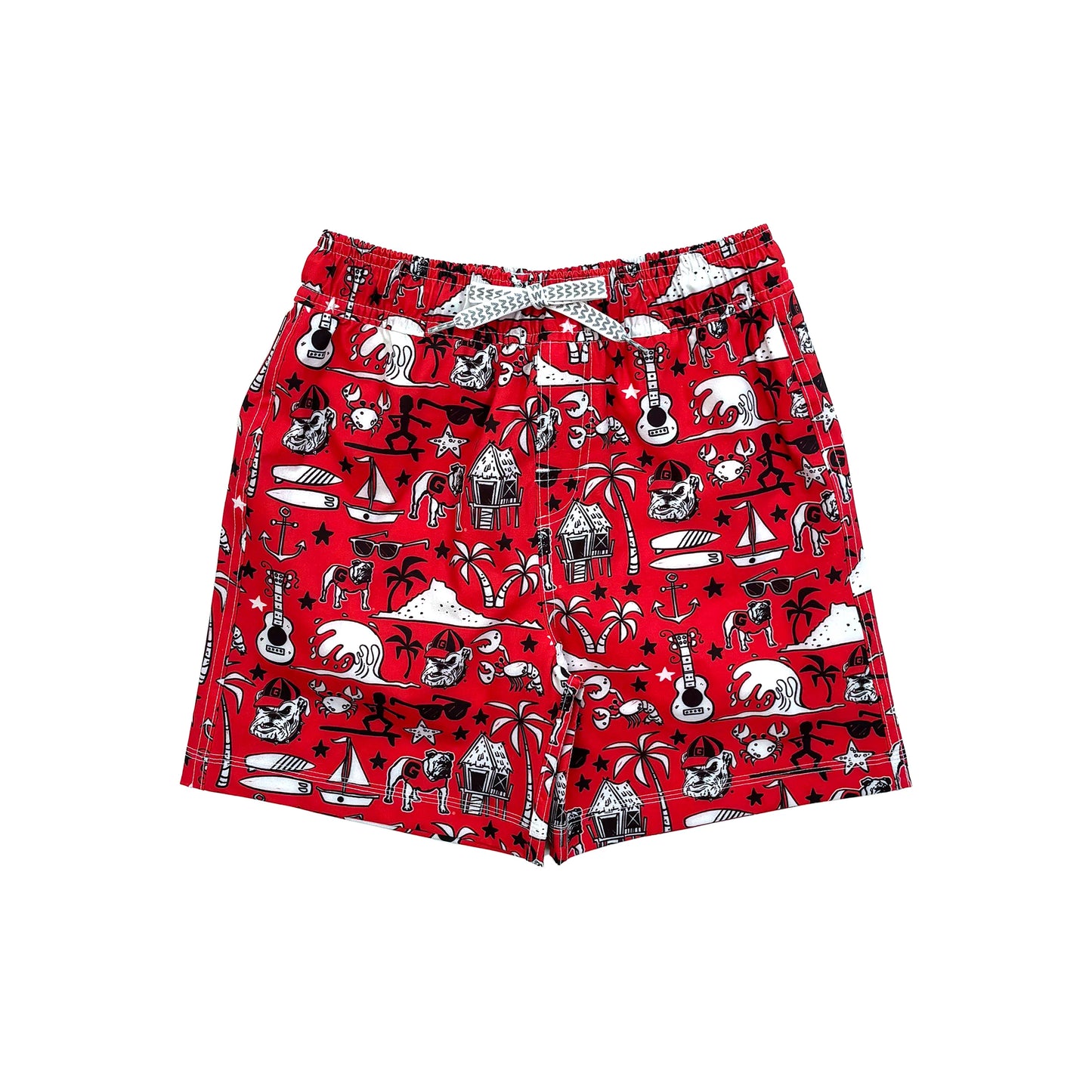 Georgia Bulldogs Luau Floral Swim Trunk | Cherry