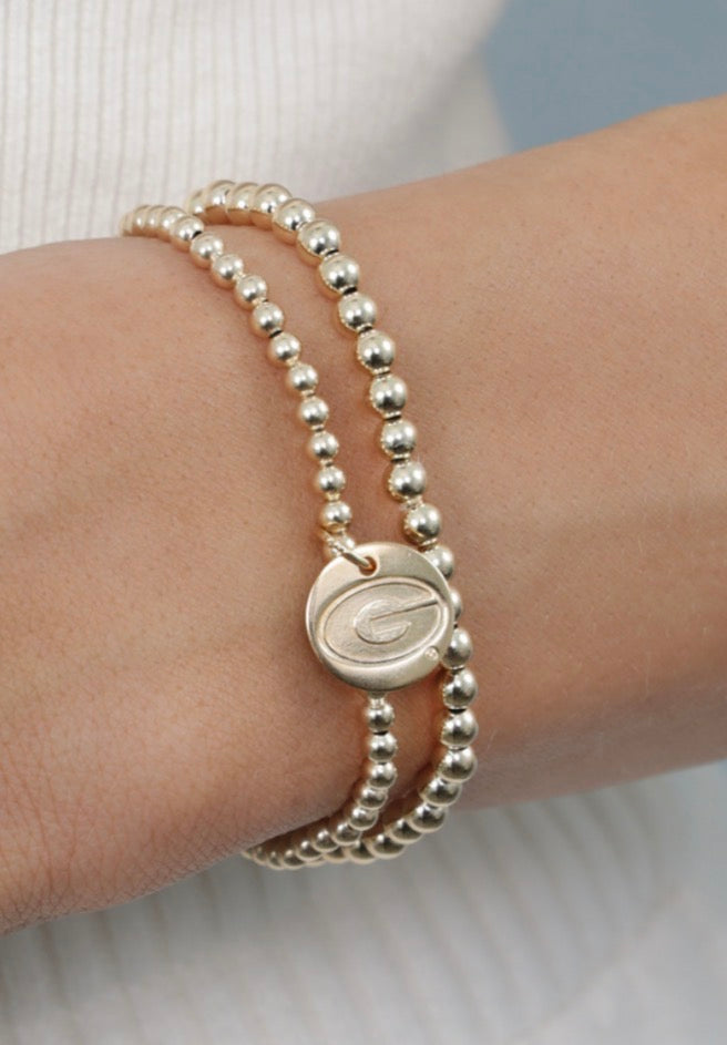ecollegiate Classic Gold 3mm Bracelet | UGA Disc | 2 sizes