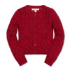 Organic Pointelle Cardigan Sweater | Red Diamond