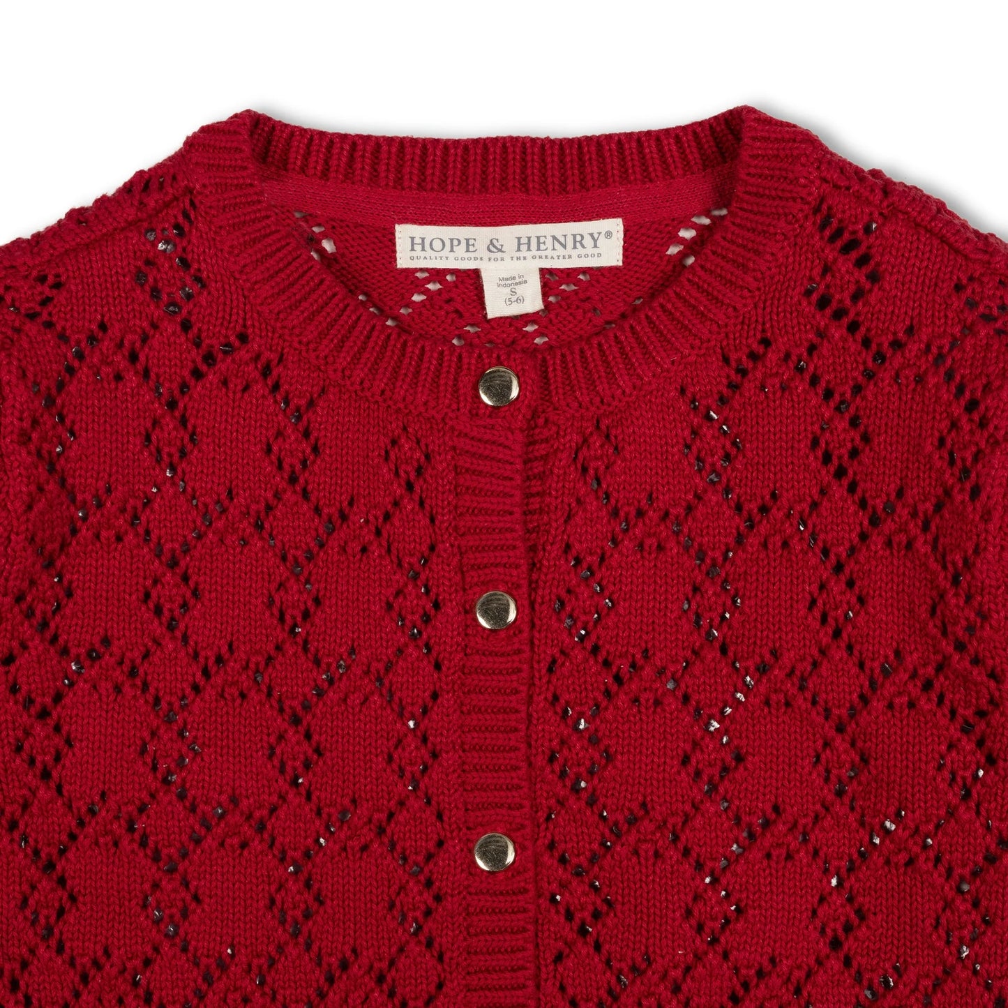 Organic Pointelle Cardigan Sweater | Red Diamond