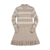 Organic Mock Neck Flounce Sweater Dress | Light Taupe Heather Fair Isle