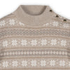 Organic Mock Neck Flounce Sweater Dress | Light Taupe Heather Fair Isle