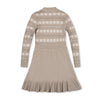 Organic Mock Neck Flounce Sweater Dress | Light Taupe Heather Fair Isle