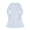 Organic Half Zip Ruffle Neck Sweater Dress | Lt Blue Heather