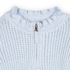 Organic Half Zip Ruffle Neck Sweater Dress | Lt Blue Heather
