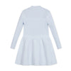 Organic Half Zip Ruffle Neck Sweater Dress | Lt Blue Heather
