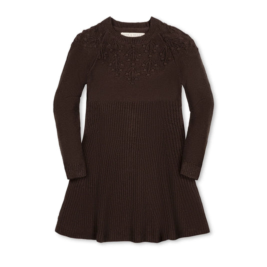 Organic Bobble Yoke Sweater Dress | Chocolate Brown