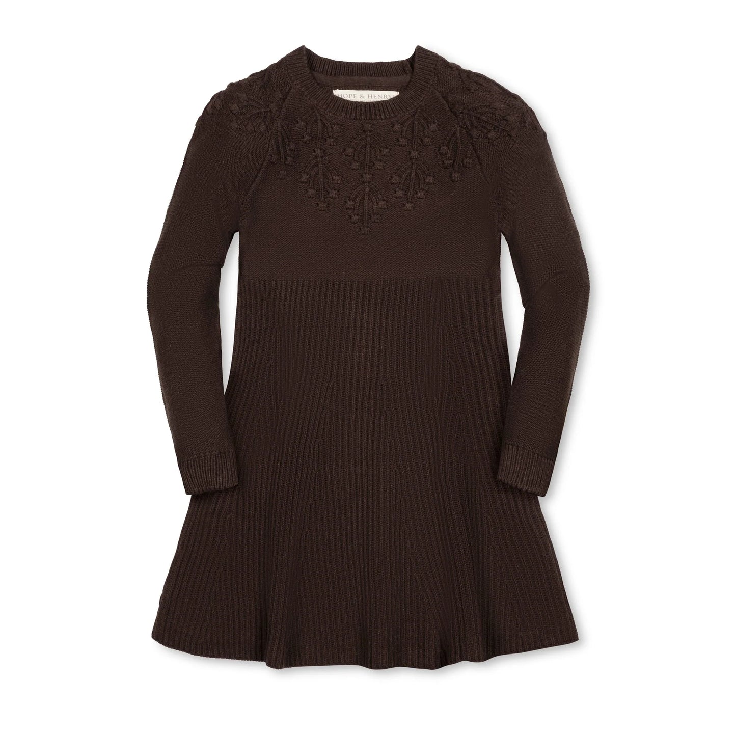 Organic Bobble Yoke Sweater Dress | Chocolate Brown