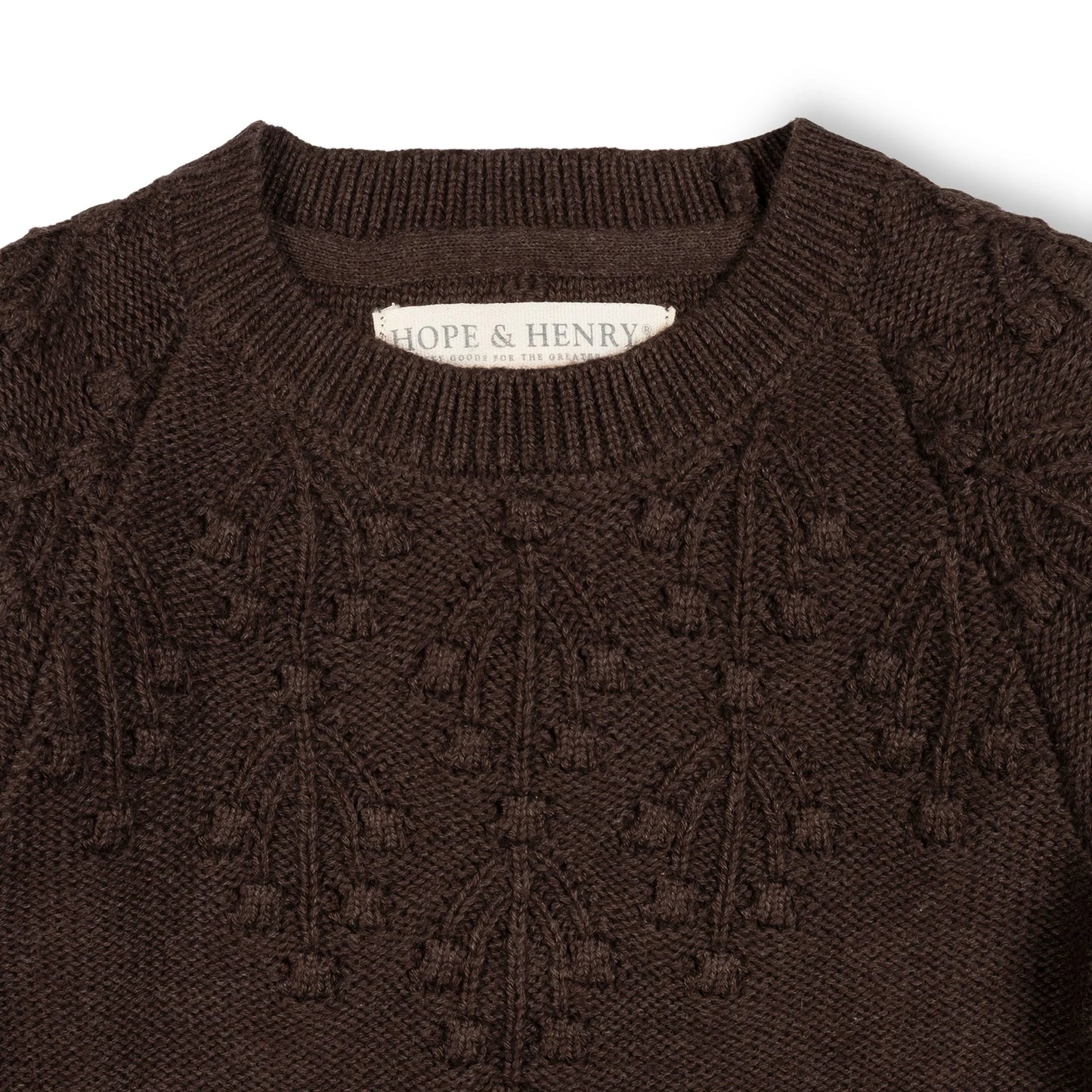 Organic Bobble Yoke Sweater Dress | Chocolate Brown