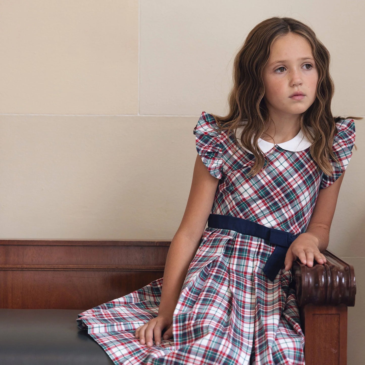 Organic Peter Pan Collar Party Dress | Holiday Tartan