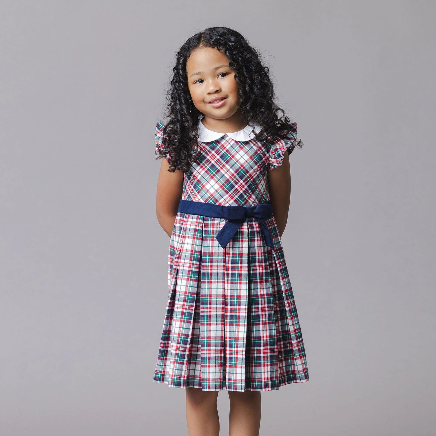 Organic Peter Pan Collar Party Dress | Holiday Tartan