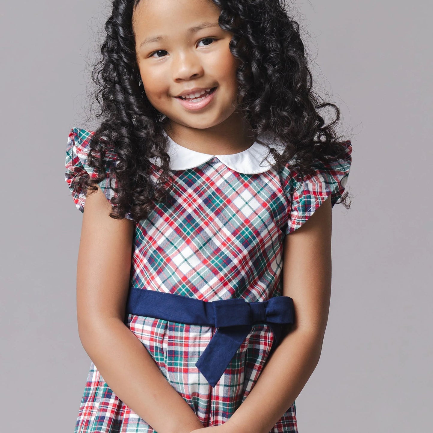 Organic Peter Pan Collar Party Dress | Holiday Tartan