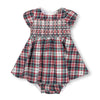 Organic Smocked Puff Sleeve Dress | Holiday Tartan