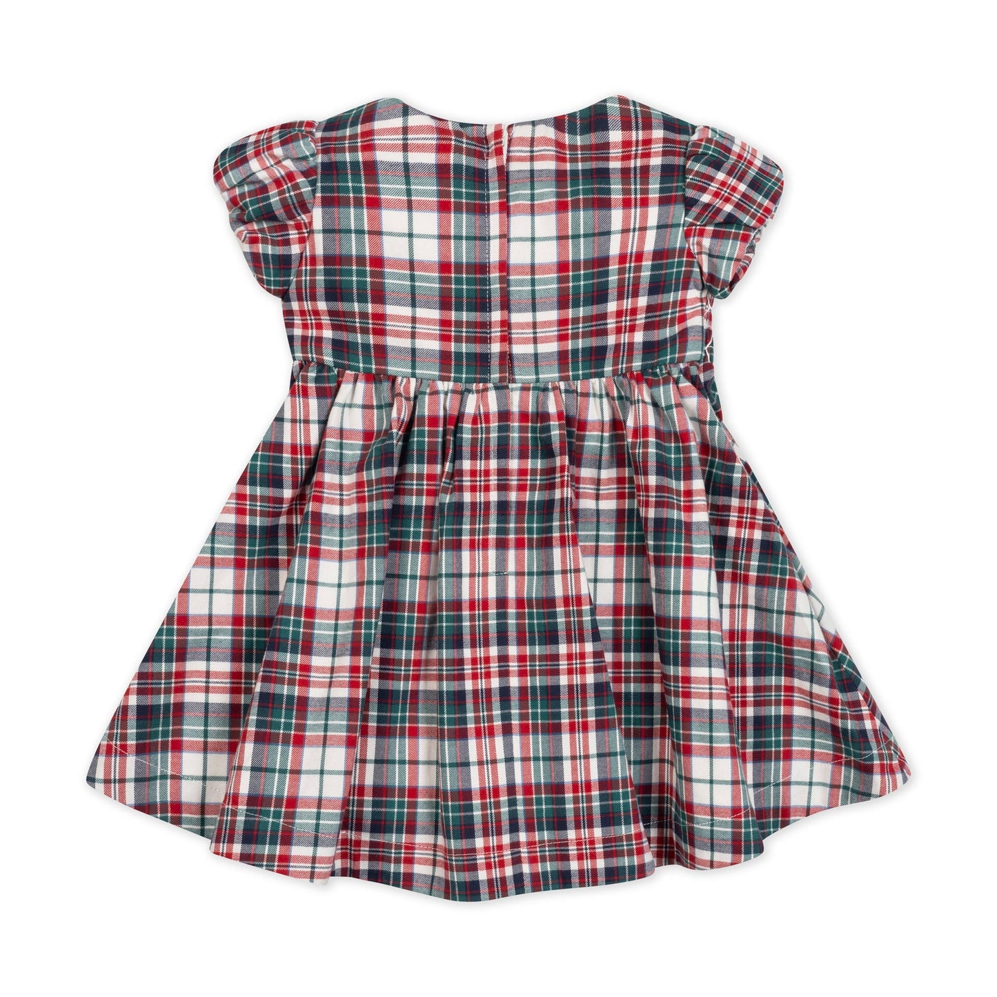 Organic Smocked Puff Sleeve Dress | Holiday Tartan