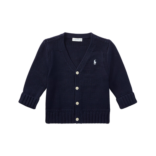 Cotton V Neck Cardigan | Refined Navy
